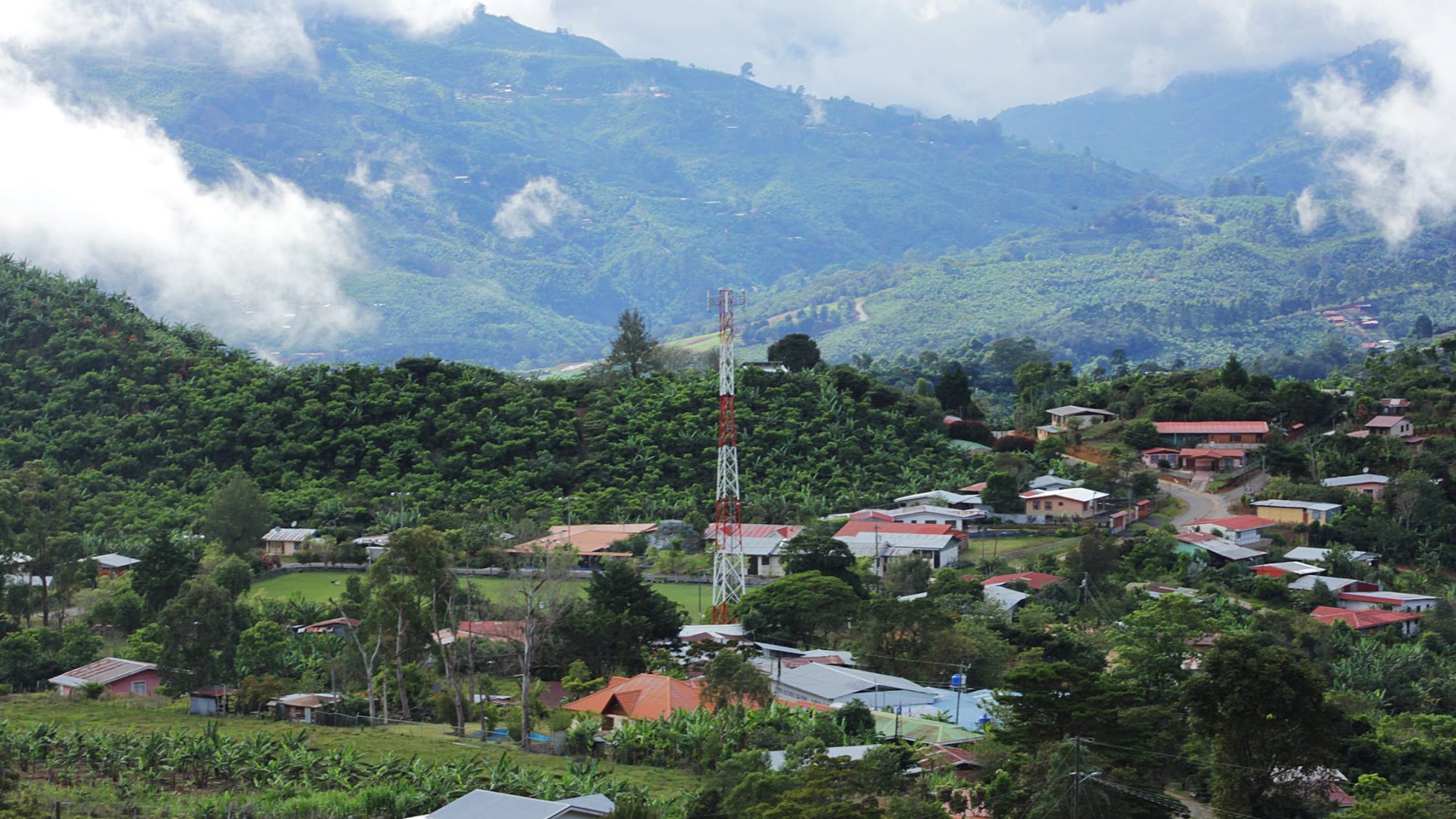 Lush, rural town in mountains of Latin America