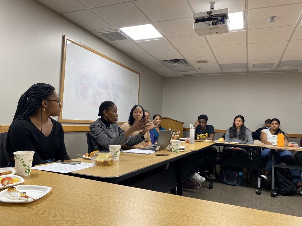 Ambassador Williams in a classroom.